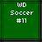 Green background with black lines and white pixelated text reading "WD Soccer #11" in two identical