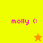 Pixelated icon with 'molly :' text and a star symbol on a split yellow-orange background.
