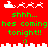Red background with green text and white pixel art of Santa's sleigh and reindeer, showing two animation states with different reindeer counts and cityscape borders.