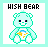 Pixel art bear icon with 'HISH BEAR' text above, featuring a light blue body and green outline.