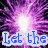Purple and white pixelated fireworks burst behind blue text reading "Let the Sparks Fly!" with a gray rectangle in bottom right.