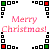 Pixelated holiday-themed icon with repeating 'Merry Christmas!' text and red-green-black border patterns across multiple views.