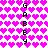 Pixelated icon with repeating pink hearts on white background and vertical black text reading "GABY" in two