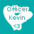 Pixelated heart-shaped icon with teal text reading "Officer Kevin" and "43" on a solid teal background.