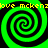 Four green and black spiral patterns arranged in a with yellow text reading "ove mckendove mcken" repeated horizontally across the top and bottom