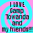 Four identical display text over a pink and cyan spiral background with pixelated font