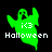 Green ghost-shaped icon with raised arms, displaying 'iC3' and 'Halloween' text on black background.