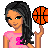 Pixel art contact sheet showing a sports-themed animated icon with multiple frames featuring a female character in pink athletic wear holding a basketball, alongside text elements and separate clothing items.