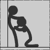 Black stick figure animation on light gray background showing two figures interacting through sequential poses.