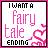Animated contact sheet of 19 frames showing a pink and white 'I WANT A fairy tale ending' text icon with animated sparkles on a gray background.