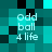 Pixelated text 'odd ball 4 life' appears in four identical quadrants on a teal and black checkered background with no visible animation changes.