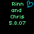 Pixelated green text on black background reads 'Rinn and Chris 5.8.07' with a blue heart symbol above 'Rinn' on the left side.