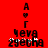 Red background with black pixelated text and symbols arranged vertically, including 'A', a heart symbol, 'Г', 'hera', and 'zygcha' in descending order.