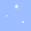 Light blue background with six white star-shaped icons scattered across the frame, some emitting soft glow effects.