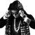 Black-and-white animated icon shows a person in a hooded jacket with a chain necklace, hands near face, and a gray rectangle covering part of the right side.