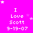 A bright pink background with white text reading "I Love Scott 9-19-07" repeated in a , surrounded by small white and light purple stars