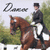 A pixelated image shows a person riding a brown horse against a blurred green background with partial text above.
