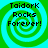 Four identical pixelated spiral icons with green and cyan colors display "Taidork Rocks Forever!" text in black pixel font.