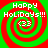 Four identical pixelated holiday-themed icons arranged in a , each with red and green spiral background and white text