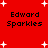 Red background with white starbursts and repeated black text "Edward Sparkles" in four quadrants.