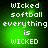 Green pixelated background with white text reading "Wicked softball everything is WICKED" in four identical