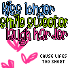 Animated icon with repeated text and pink heart shapes, displaying sequential text changes across frames.