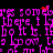 Pixelated purple text repeats across black background with scattered red dots, forming a dense wordwall pattern.