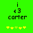 Green background displays pixelated text 'i', '<3', and 'carter' with yellow star icons below, where the third star changes from green to yellow between frames.