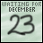 A light green pixelated icon with 'WAITING FOR DECEMBER' text and large '23' numerals, featuring a small heart symbol in the bottom-right corner.