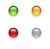 Four circular pixelated icons arranged in a 2x2 grid on white background, each with distinct color gradients and subtle outlines.