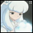 A 48x48 pixel animated buddy icon featuring a character with white hair and light blue clothing on the left, paired with "Anime IM" text in silver pixelated font on a black background to the right.