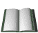 Animated sequence of an open book's pages turning, showing sequential page flips from left to right across three of frames