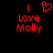 Red pixelated text and symbols on black background: 'I' above a heart symbol, then 'Love Molly' below.