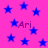 A static image with a bright pink background filled with scattered blue stars and repeated text "Ari" in purple.