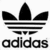 Black and white Adidas logo with three stripes beneath a trefoil symbol, repeated in a