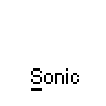 A contact sheet of 11 animated frames from a Sonic the Hedgehog-themed AIM buddy icon, showing various poses and motion effects against a gray background with "Sonic" text labels beneath each frame.