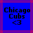 Blue background with red lines, black text reading 'Chicago Cubs' and '<3', two identical static frames shown side-by-side