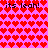 Pixelated icon with repeating red heart pattern on pink background, text "its leah!" in black at top and bottom.