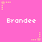 Pink background with repeated white text "Brandee" and yellow star-shaped icons with dotted lines in pixelated style.