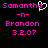 Pixelated text in bright pink on black background with a white heart symbol replacing the 'o' in Samantha, showing two identical static frames.