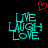 Two identical cyan pixelated 'LIVE LAUGH LOVE' wordwalls on black background with red heart above, one showing slight blur effect.