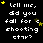 Black background with repeated white pixelated text "tell me, did you fall for a shooting star?" surrounded by yellow and green stars.