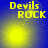 Yellow text 'Devils ROCK' above a yellow circular glow on blue background with four distinct animation states.