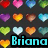 Pixelated heart with cyan text overlays reading 'Briana is evil' and 'shhhh :)'