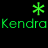 Green and white pixelated text 'Kendra' with star symbols above, displayed on a black background.
