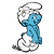 A pixelated cartoon character in blue with a white hat holding a flower, next to green text reading "Original Icons .com" on a dark background.