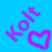 A static 48x48 pixel buddy icon featuring a bright blue background with purple text and symbols arranged in a contact sheet layout showing two identical frames side-by-side.