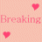 Pixelated pink heart icons and text 'Breaking Free' on a light peach background with four hearts positioned at corners.