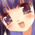 Anime-style character face with purple hair and large eyes, showing three sequential expressions in a
