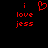 Red pixelated text 'i love jess' on black background with a red heart symbol above the word 'love'.